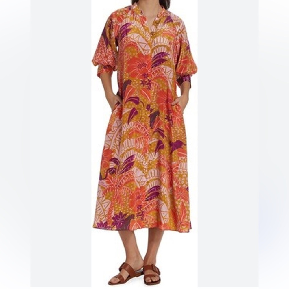 FARM Rio Sz XXS Panther Tropical-Print Midi Dress • NEW!